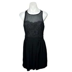 BCBGeneration Black Floral Lace Sheer Mesh Sleeveless Cocktail Mini Dress Size 6